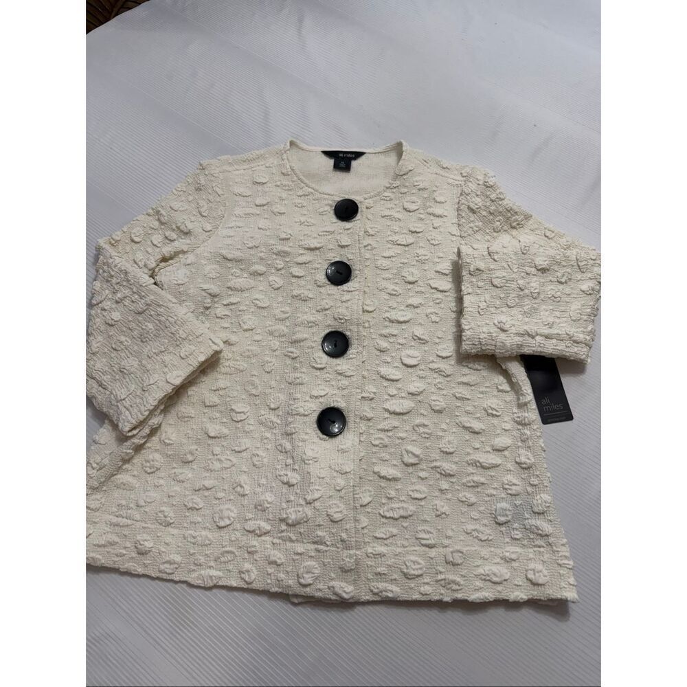 NWT Ali Miles Cream Art To Wear Textured Jacket Size PS Small New